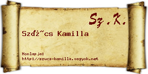 Szűcs Kamilla névjegykártya